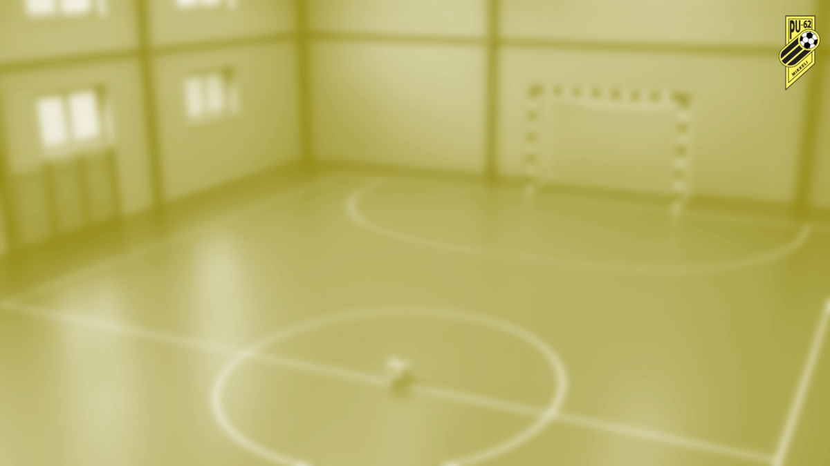 Keltaiseksi tyylitelty kuva tyhjästä futsal-salista